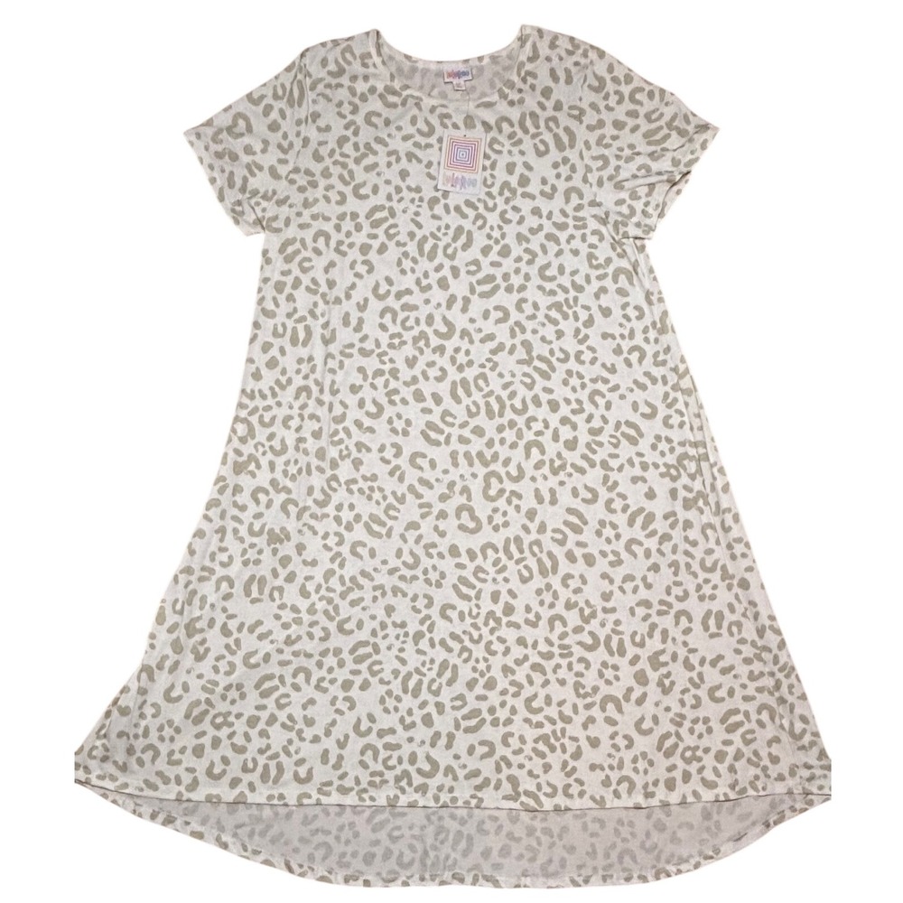 LuLaRoe Womens Dress Size 3XL Carly Leopard Cheetah‎ White Gray Hi-Low NWT